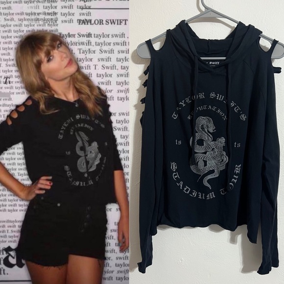 Taylor Swift Tops - NEW Taylor Swift Reputation Stadium Tour cropped black snake hoodie, size small